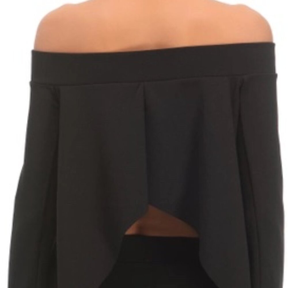 Zara Black off the shoulder split Back top Size Medium - Picture 2 of 10